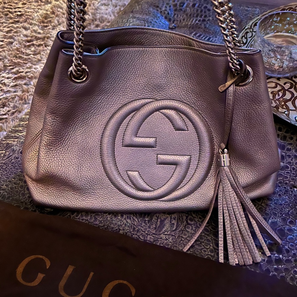 Gucci Metallic Soho Tote Purse